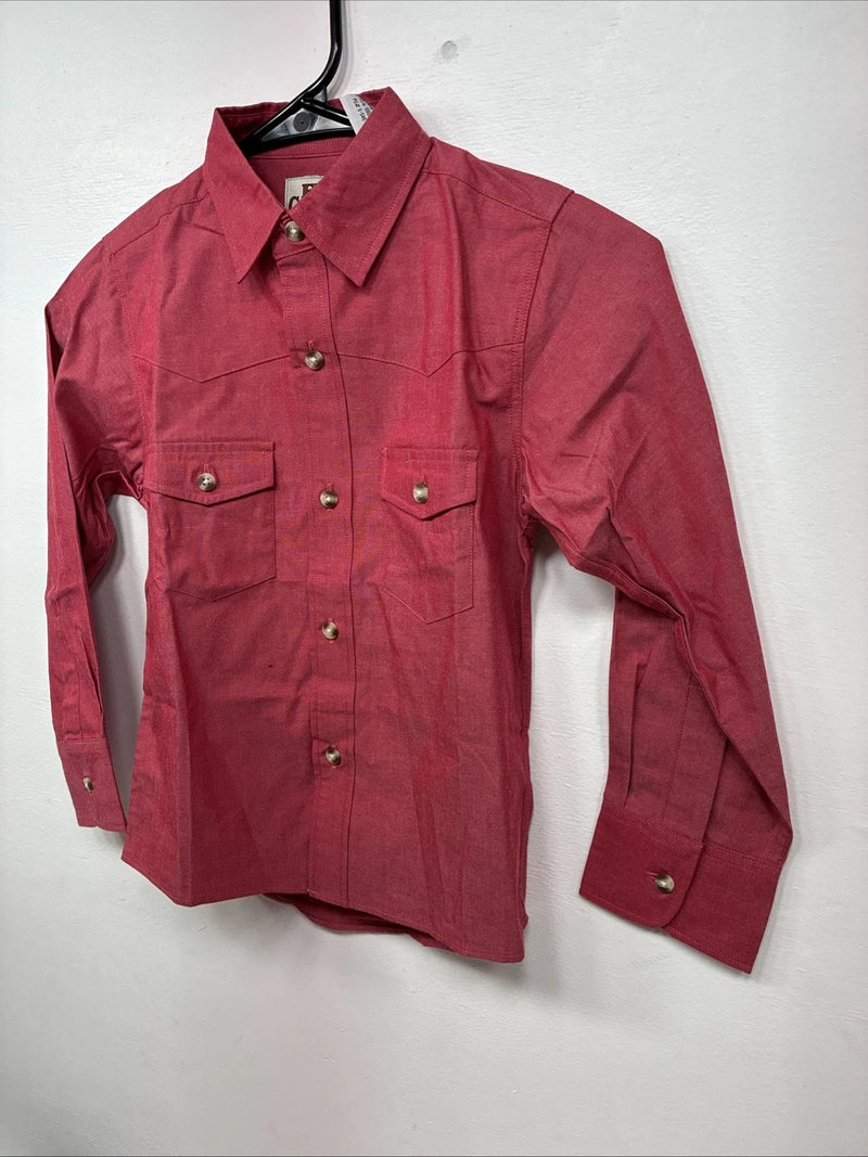 New Girls ELY Cattleman Pink Long Sleeve Button Up Small DD-133