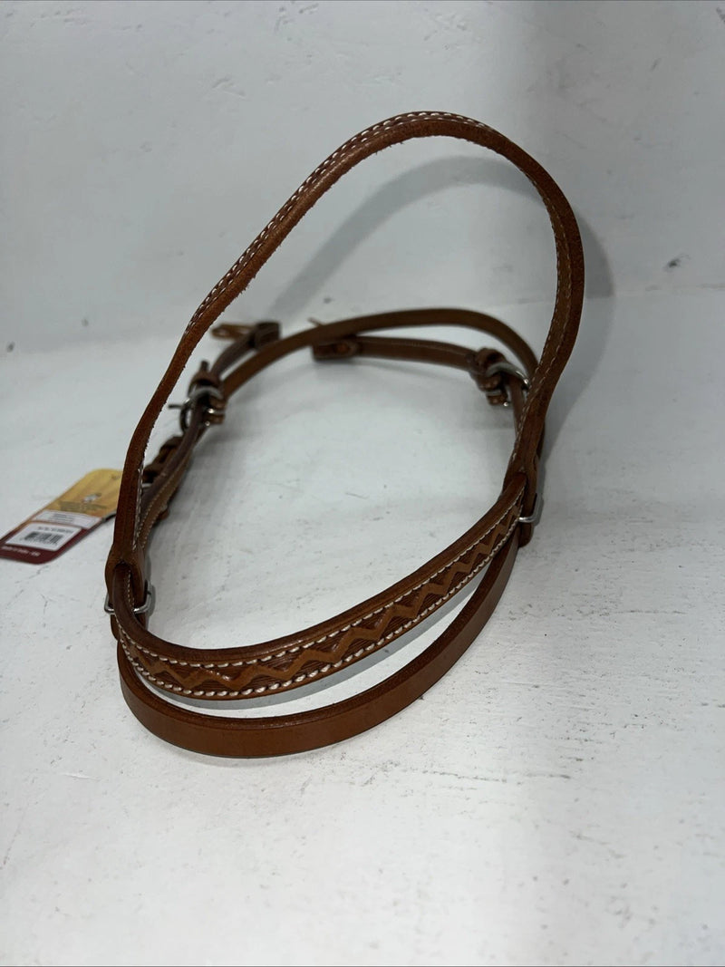 New Leather Tooled Tough 1 Browband Headstall Silver Buckles S-59