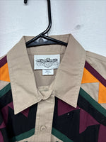 New Women’s San Angelo Brown Designed Long Sleeve Button Up Large TT-79