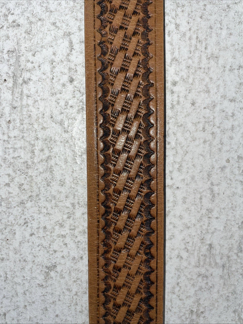 New Brown Genuine Leather Wrangler Tooled 34” Belt #593-02 Z-9