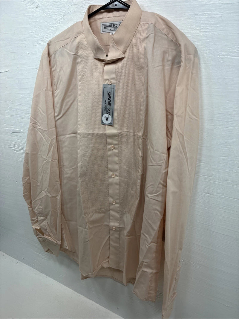 New Wayne Scott Tan Long Sleeve Button Up English Shirt XL AA-73