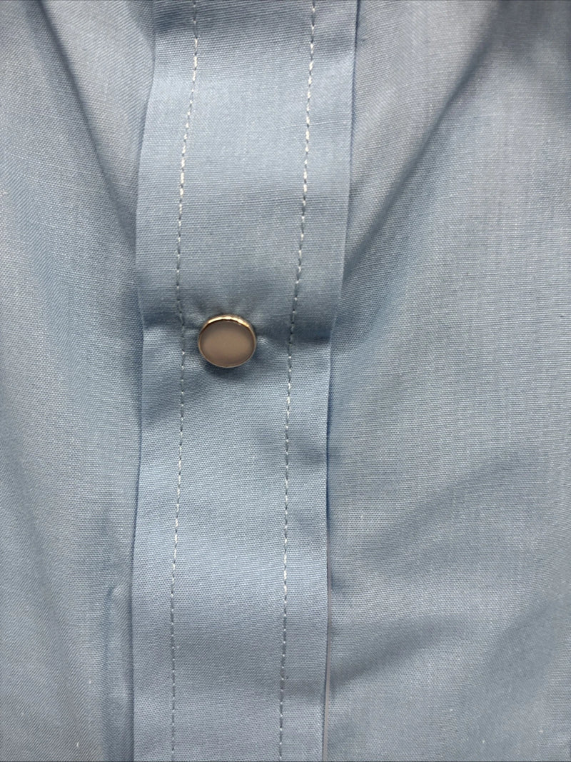 New Men’s ELY Cattleman Blue Short Sleeve Simple Pearl Snap 18 2XL F-81