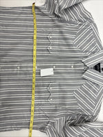 New Women’s White Horse Black Gray Stripe Long Sleeve Pearl Snap Large II-12
