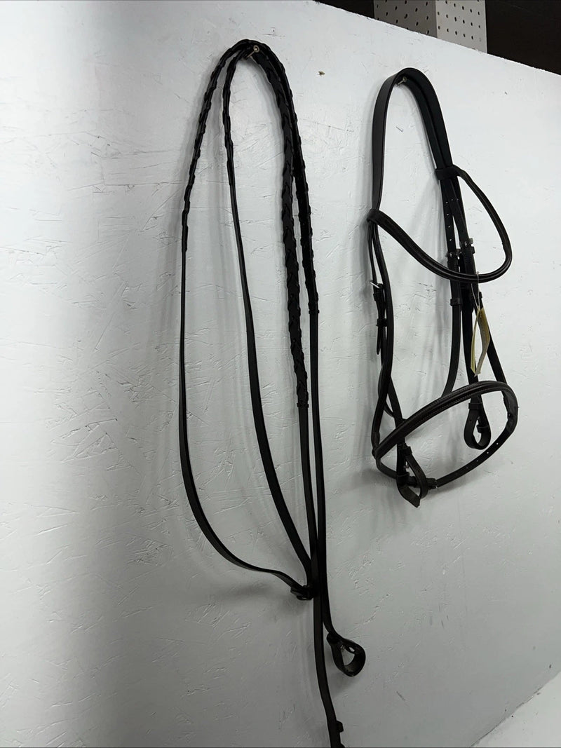 New Silver Fox Brown Draft Snaffle Bridle #20-8555-7 BB-14