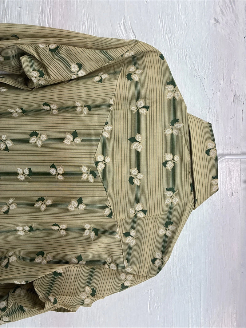 New Men’s ELY Plains Green Floral Long Sleeve Pearl Snap 16 X 36 Large CC-23
