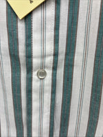 New Men’s ELY Cattleman Blue White Stripe Short Sleeve Pearl Snap 3XL E-41