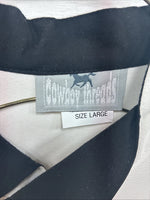 New Men’s Cowboy Threads White Black Long Sleeve Button Up Large V-98