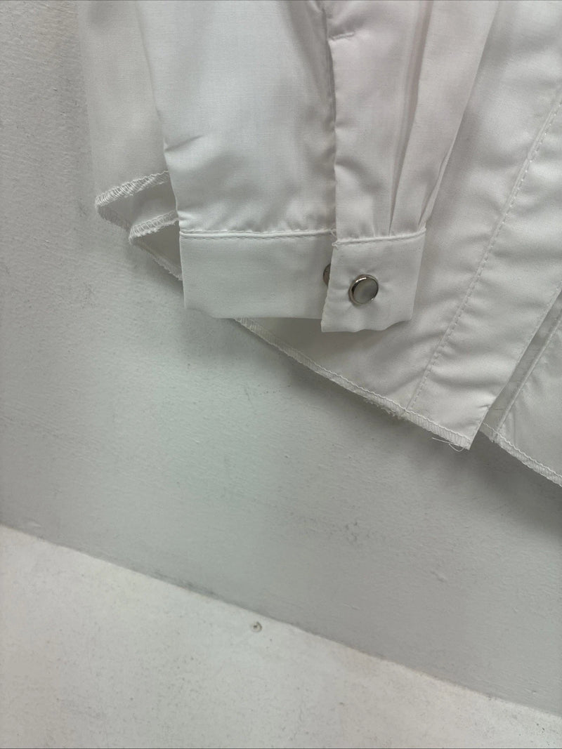 New Women’s H Bar C White Deigned Long Sleeve Pearl Snap Size 10 KK-32
