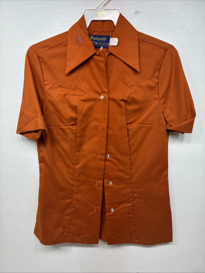 New Women’s Panhandle Slim Orange Short Sleeve Button Up Size 10 LL-104
