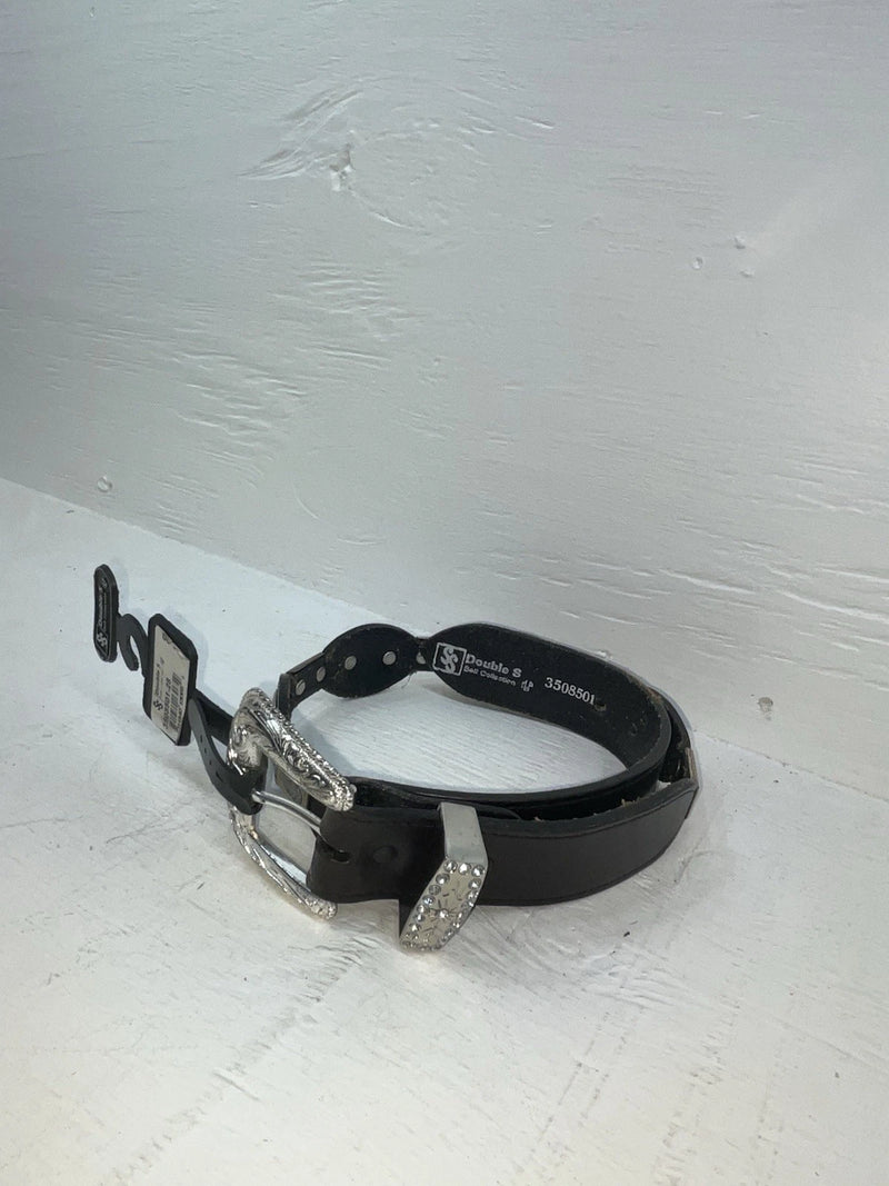 New Black Genuine Leather Double S Pendent 28” Belt #3508501 JJ-118