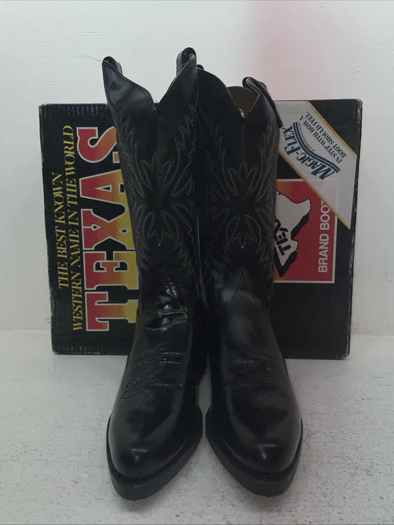 New Men’s Black Texas Brand Cowboy Boots. 1200 9.5 9 1/2 D. 4-76
