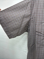 New Men’s White Horse brown Plaid Short Sleeve Pearl Snap Large CC-34