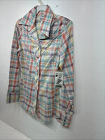 New Girls Dickson Jenkins Pink Plaid Long Sleeve Pearl Snap Size 28 DD-124