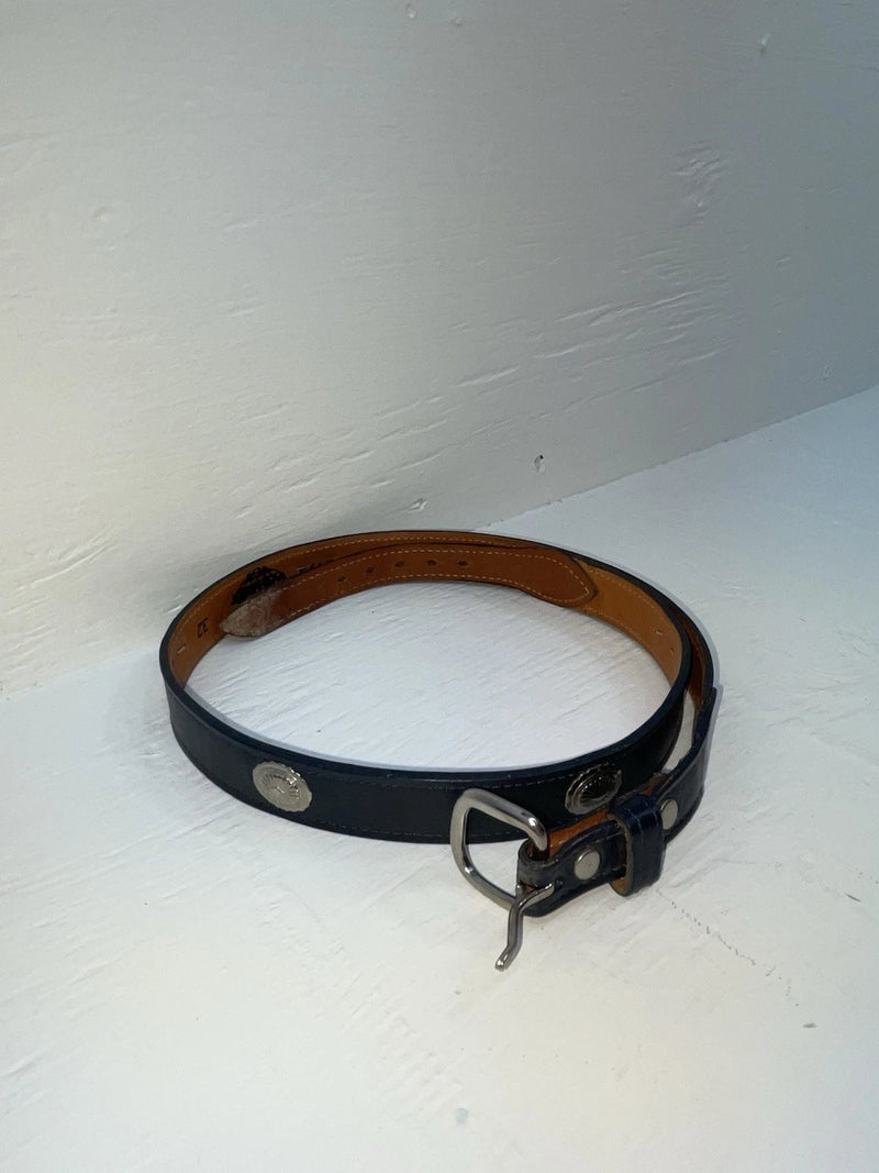 New Blue Genuine Leather Wright Silver Pendent 32” Belt #10493 Z-128