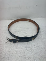 New Navy Genuine Leather Gold Pendant 34” Belt #10493 Z-18