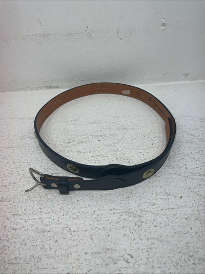 New Navy Genuine Leather Gold Pendant 34” Belt #10493 Z-18