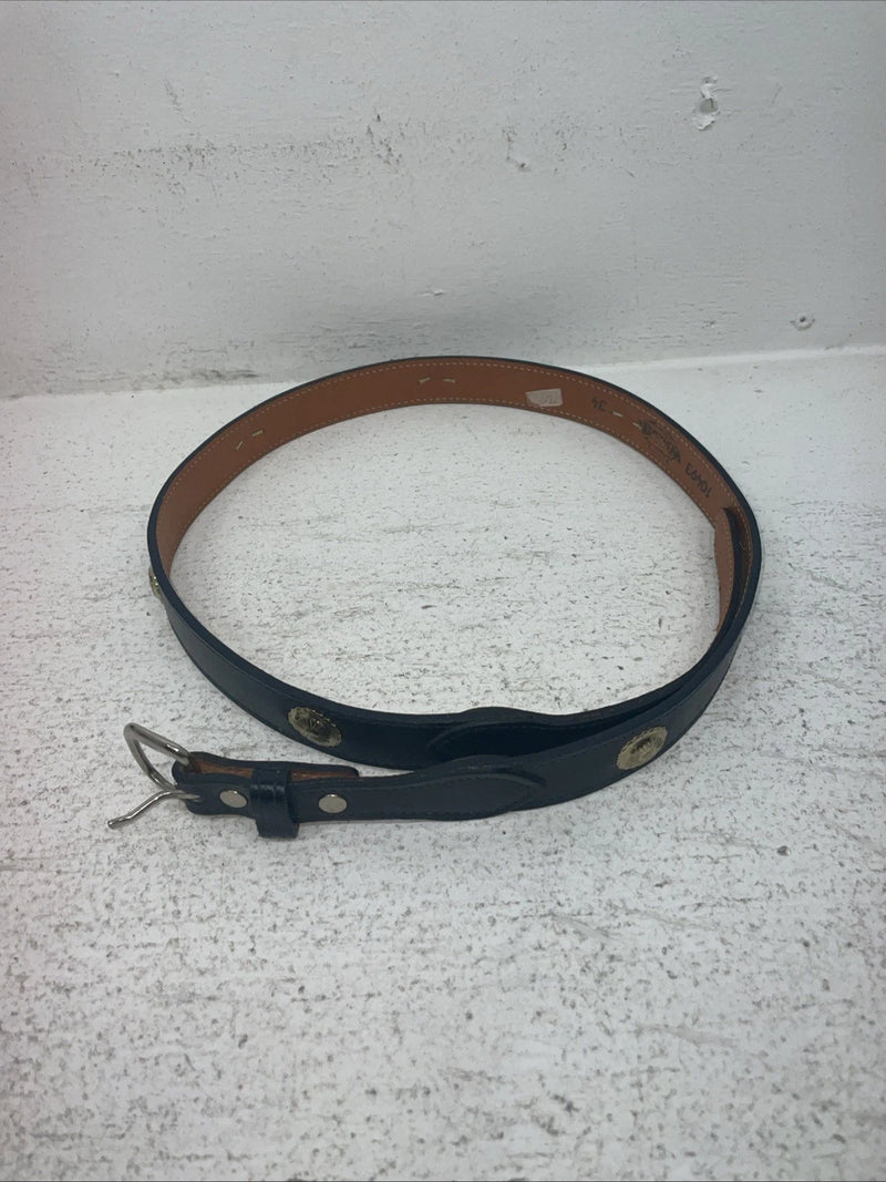 New Navy Genuine Leather Gold Pendant 34” Belt #10493 Z-18