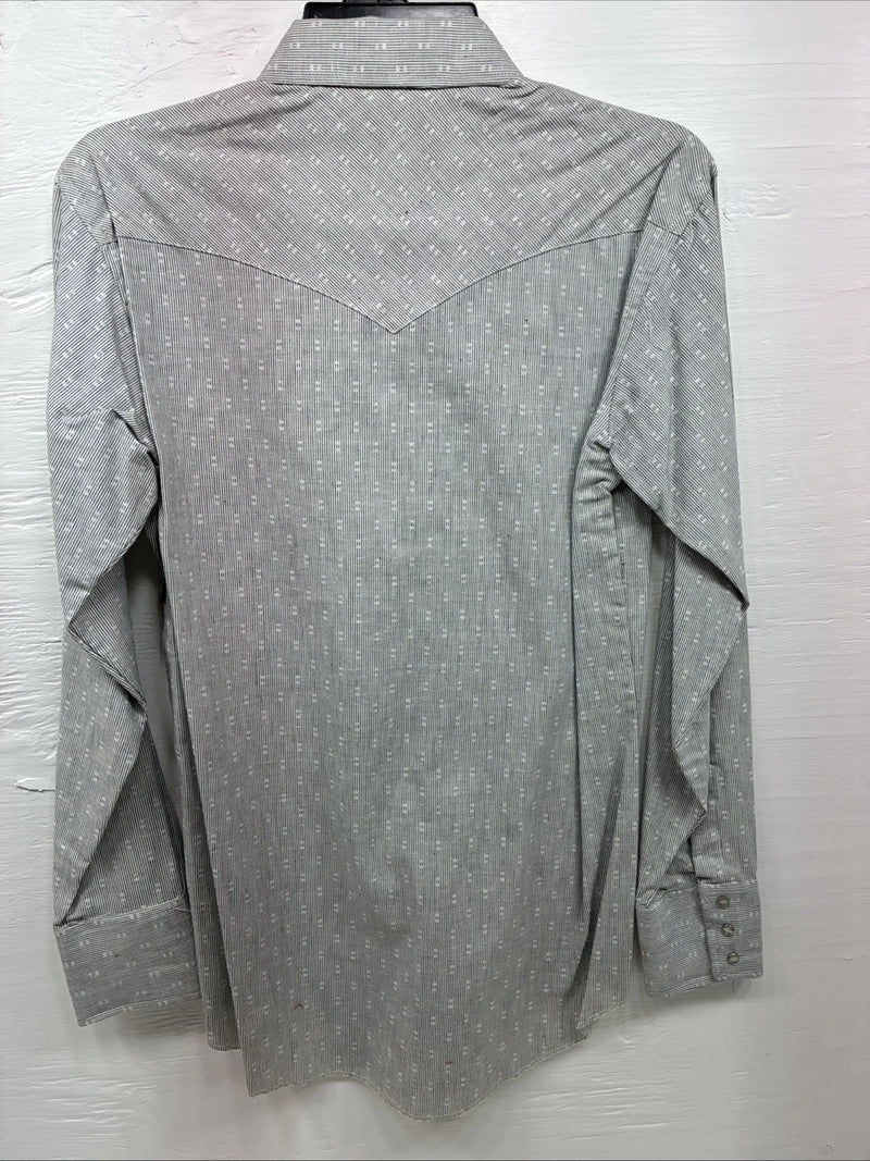 New Men’s Champion Western Gray Long Sleeve Pearl Snap 15.5 Medium F-105