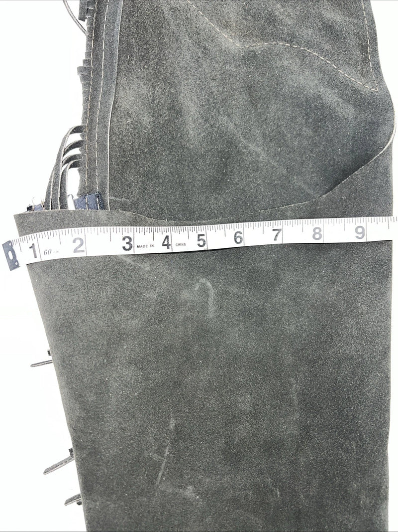 NOS Gray Show Chaps With Fringe Adjustable Waist 36” N-22