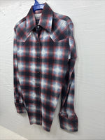 New Kids Panhandle Slim Red Blue Plaid Long Sleeve Pearl Snap Size 10 CC-93