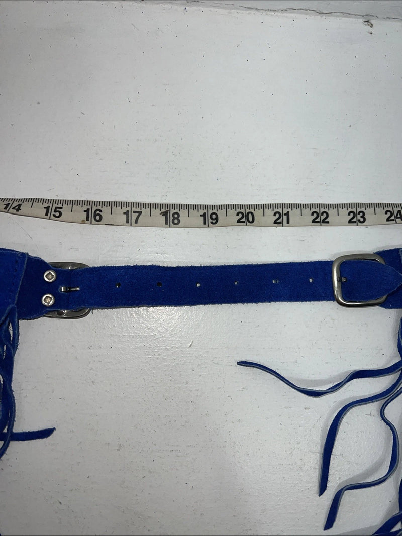 NOS Children’s  Blue Whitman Show Chaps With Fringe Adjustable Waist 35” L-29