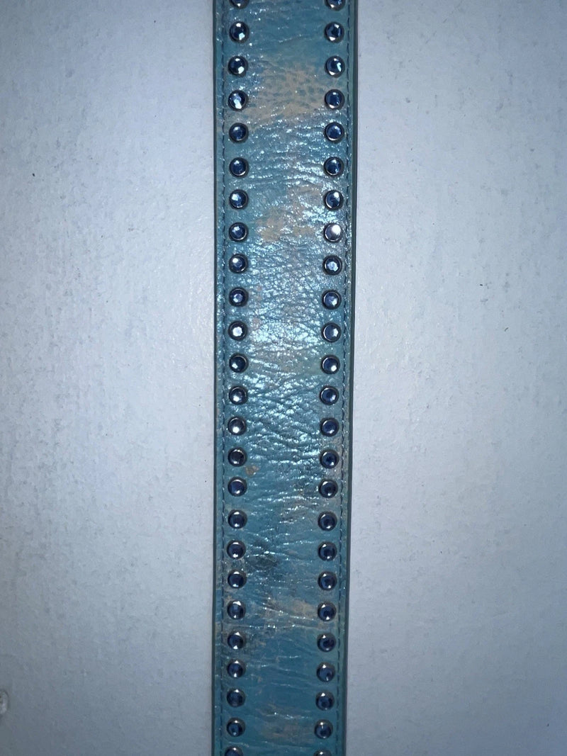 New Blue Genuine Leather 3D Belt Co. Blue Bling 30” Belt #677 Z-58
