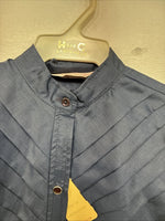 New Women’s H Bar C Blue Long Sleeve Pearl Snap English Shirt Size 30 TT-123