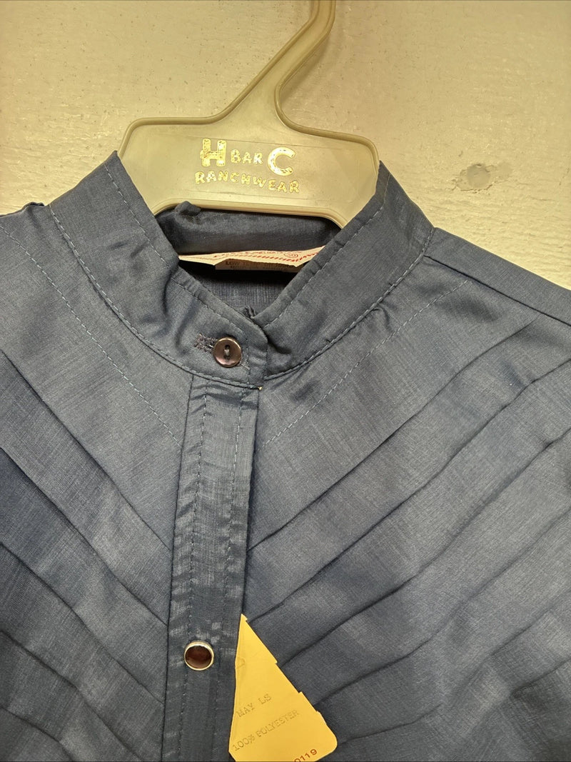 New Women’s H Bar C Blue Long Sleeve Pearl Snap English Shirt Size 30 TT-123