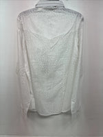 New Women’s Cumberland White Cheetah Print Long Sleeve Pearl Snap Large GG-82