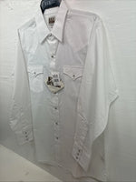 New Men’s ELY Cattleman White Long Sleeve Pearl Snap 16.5 X 34 Large V-116