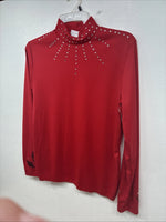 New Glassy Kowgirls Red Gem Long Sleeve Show Shirt Medium TT-103