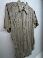 New Men’s Brown Texas Sage Pearl Snap Short Sleeve Shirt. 16.5 L P-43