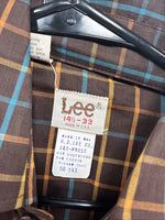 New Men’s LEE Brown Plaid Long Sleeve Pearl Snap 14.5 Small M-55