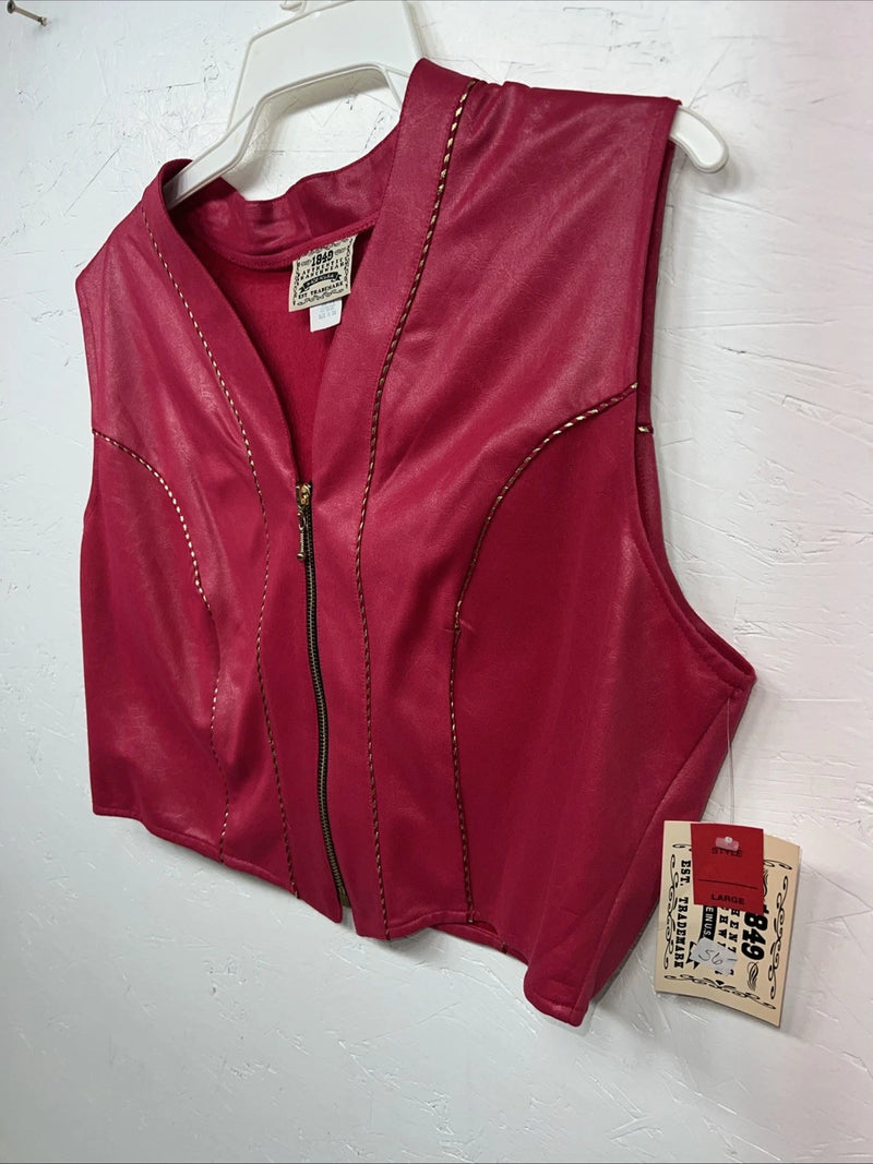 New Women’s 1849 Authentic Ranchwear Pink Western Show Vest Large WW-63