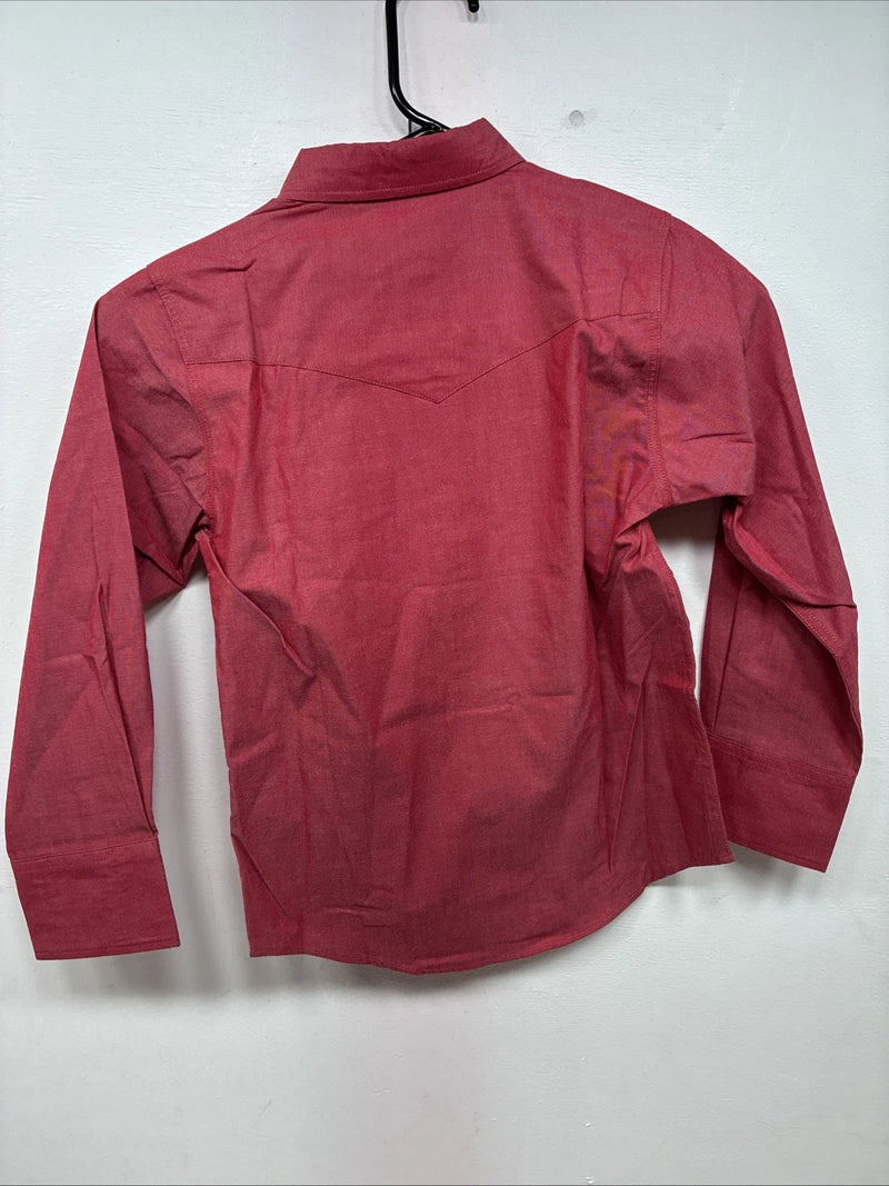 New Girls ELY Cattleman Pink Long Sleeve Button Up Small DD-133