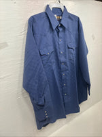 New Men’s Panhandle Slim Blue Checkered Long Sleeve Pearl Snap 17.5 XL T-21