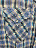 New Men’s Champion Western Purple Plaid Long Sleeve Peal Snap 15 Medium M-44