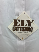 New Men’s ELY cattleman White Long Sleeve Pearl Snap 18.5 X 35 2XL H-36