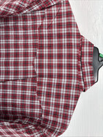New Men’s White Horse Red Plaid Long Sleeve Western Pearl Snap XL J-39