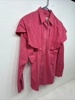 New Women’s Longhorn Pink long Sleeve Button Up Size 6/28  TT-76