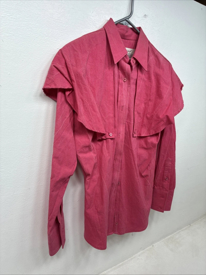 New Women’s Longhorn Pink long Sleeve Button Up Size 6/28  TT-76