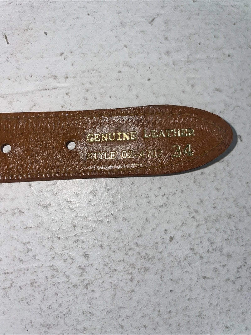 New Brown Genuine Leather Braided Rope 34” Belt #02-4702 Z-17