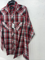 New Men’s Red ELY 1878 Long Sleeve Pearl Snap Shirt. XL S-23