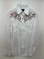 New Women’s Champion Western White Design Long Sleeve Pearl Snap 16 MM-42