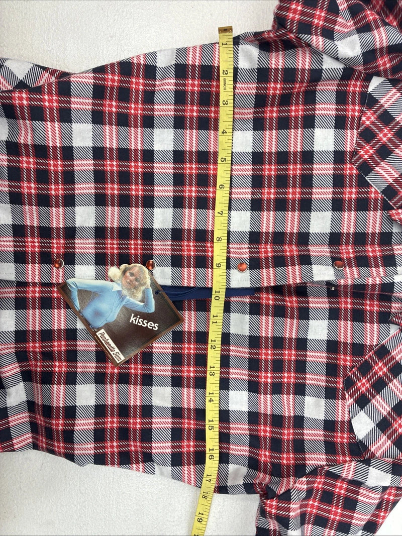 New Women’s Panhandle Slim Red Plaid Long Sleeve Pearl Snap Size 32 KK-67