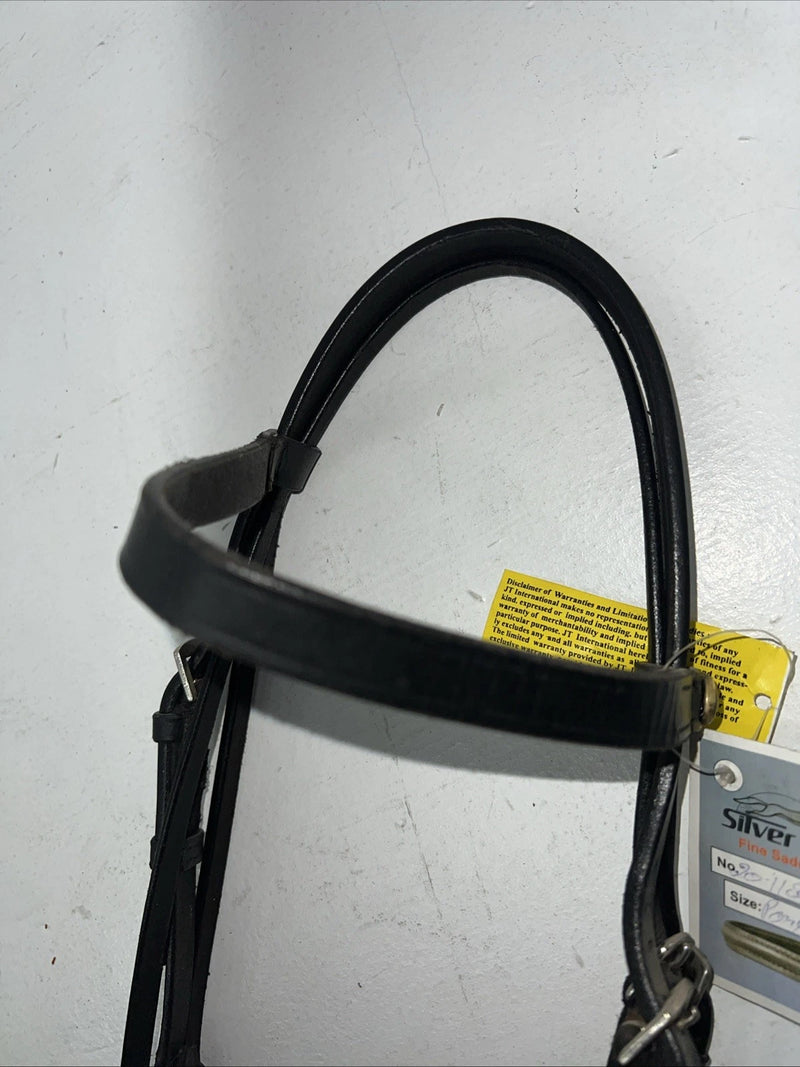 New Silver Fox Black Leather Point English Bridle #20-1189-2 W-5