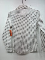 New Women’s Dickson Jenkins White Brown Long Sleeve Pearl Snap Size 30 KK-94