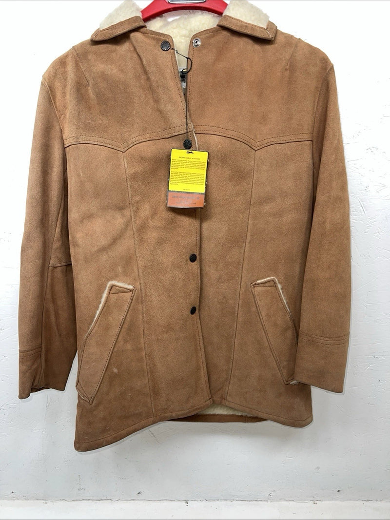 New Women’s SIMCO Brown Leather Wool Jacket 12 #6295 HH-602