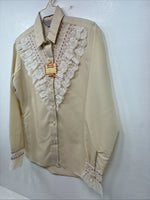 New Women’s H Bar C Yellow Design Long Sleeve Button Up Size 30 MM-76