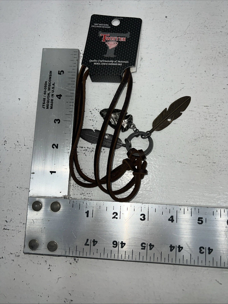 New Women’s Twister Leather Feather Necklace. 32138 A-83